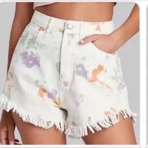 Wild Fable High Rise Tie Dye Distressed Cutoff Shorts Size 8 Festival Summer